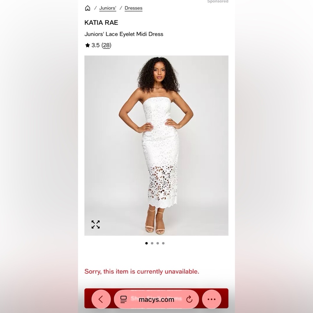 White Strapless Lace Dress